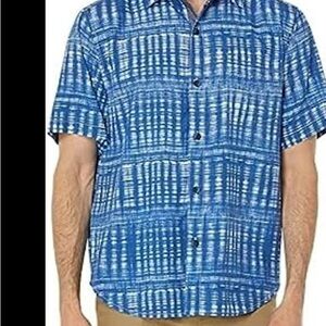 NEW- Size S Tommy Bahama Daybreak Batik Silk Camp Button Shirt ST325844 Navy